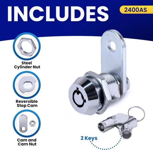 Miniatura 7 de Cerradura de cámara tubular FJM Security MEI-2400AL-KA con cilindro de 1-1/8 pulgadas, cromada, MEI-2400AS-KA