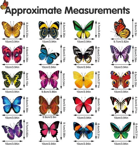 Miniatura 3 de Outus 40 calcomanías de mariposa para ventana de vidrio, mariposas, adhesivos anticolisión, decoración de primavera para evitar que personas