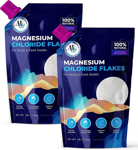 Sales de baño de escamas de magnesio del Mar Muerto | Suplemento de magnesio premium Sales de baño (10 libras)