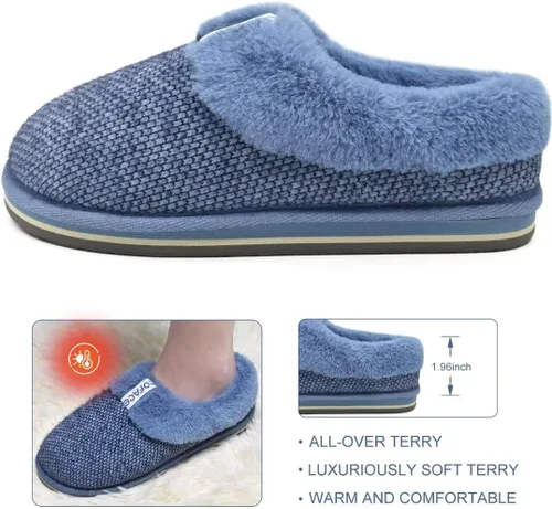 Miniatura 3 de COFACE Pantuflas de espuma viscoelástica para mujer, cómodas y cálidas, con forro de cojín acogedor