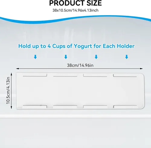 Miniatura 7 de Organizador de yogur para nevera, soporte de yogur para refrigerador, yogur, nevera, deslizador, estante deslizante para 4 yogures de 3.75 pulgadas