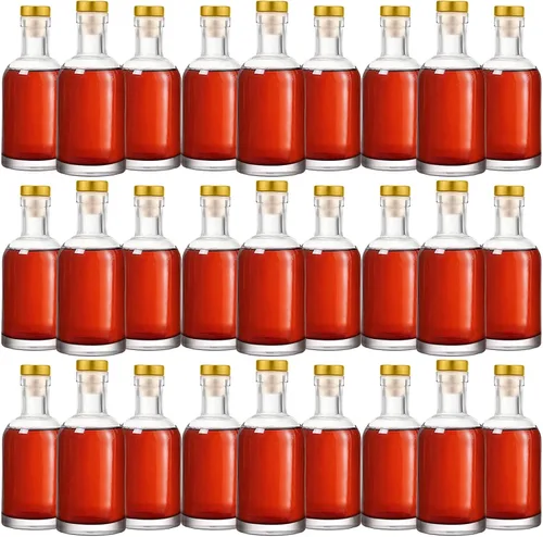 Dandat 30 botellas de vidrio transparente de 3 onzas con tapa hermética superior de 3.4 fl oz, salsas de fondo pesado, botella de vidrio hermética