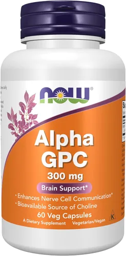 Suplementos AHORA, Alpha GPC 300 mg con fuente biodisponible de colina, 60 cápsulas vegetales