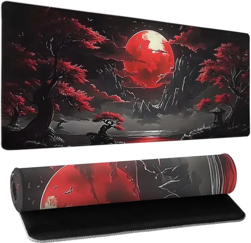 Miniatura 42 de Alfombrilla de mouse XXL para juegos grande, color rosa Sakura Death Life, alfombrilla de escritorio extendida, base de goma antideslizante de 35.4