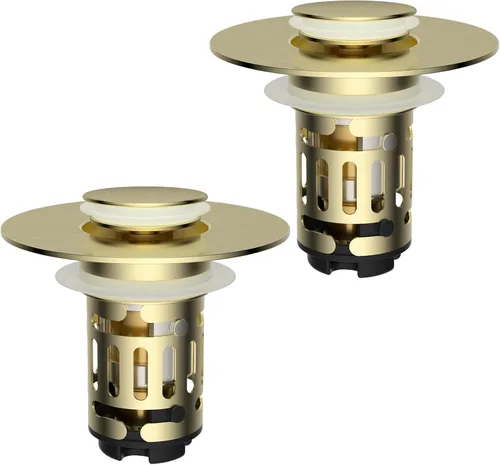 Miniatura 10 de Hibbent Colador de drenaje de lavabo de baño 3 en 1 mejorado, tapón universal desplegable con cesta de filtro de acero inoxidable extraíble atrapa