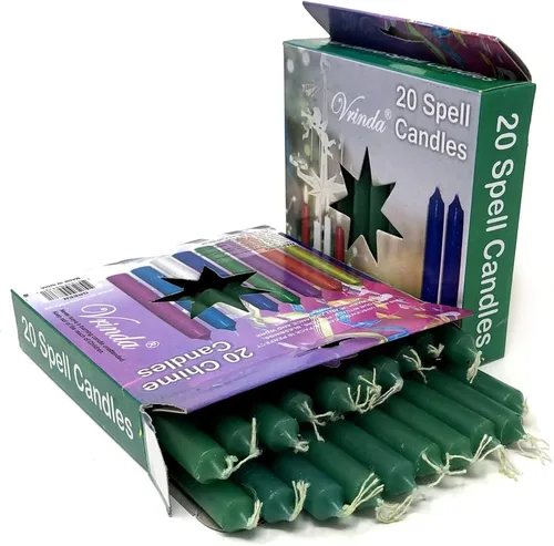 Miniatura 3 de Vrinda® Juego de mini velas cónicas sin perfume de hechizo ritual de 20 a 4 pulgadas, ideal para trabajos de campanilla, altar, hechizo (verde)