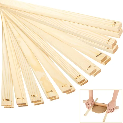 Miniatura 8 de Sasylvia Juego de 10 guías de rodillo de cerámica para enseñanza de madera, juego de guía de profundidad de arcilla polimérica, herramientas