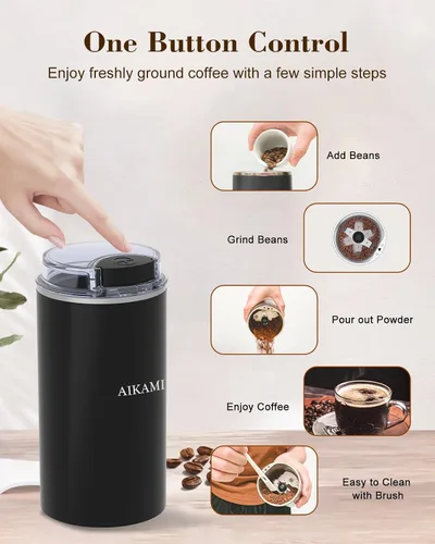 Miniatura 6 de Cafetera de una sola porción 4 en 1 con espumador de leche y molinillo de café, cafetera para taza K y café molido, con depósito de agua extraíble