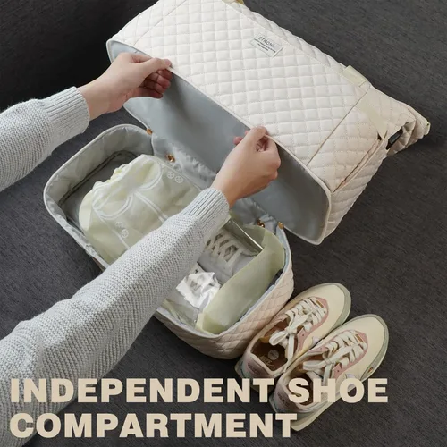 Miniatura 5 de Bolsa de fin de semana para mujer, bolsa de viaje con puerto de carga USB, bolsa de fin de semana con bolsillo para ropa húmeda y compartimento