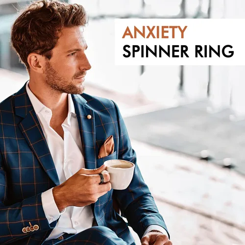 Miniatura 23 de LAOYOU Anillo giratorio para aliviar la ansiedad y la ansiedad para mujer, acero inoxidable de 0.236 pulgadas, con purpurina, para aliviar