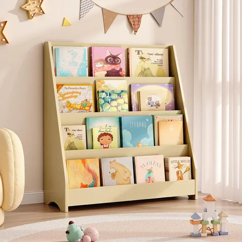 Miniatura 15 de Tatub Estantería de madera para niños de 6 niveles y almacenamiento de juguetes, organizador de juguetes para niños con estantes para libros, Blanco