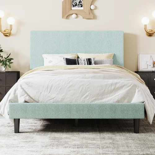 Miniatura 13 de SHA CERLIN - Base de cama con plataforma de tamaño completo con cabecera ajustable y soporte de listones de madera, base de colchón tapizada