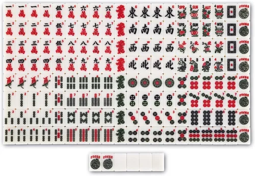 Miniatura 2 de drizzle Travel Mini juego de Mahjong americano - 166 azulejos blancos Incluye comodines 0,8" Material de melamina blanca - con estantes, Panda