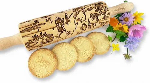 Miniatura 9 de Rodillo de Repostería con Relieve de LADRILLOS. Rodillo para Masa Grabado con Láser con Patrón de Pared para Galletas en Relieve o Cerámica por