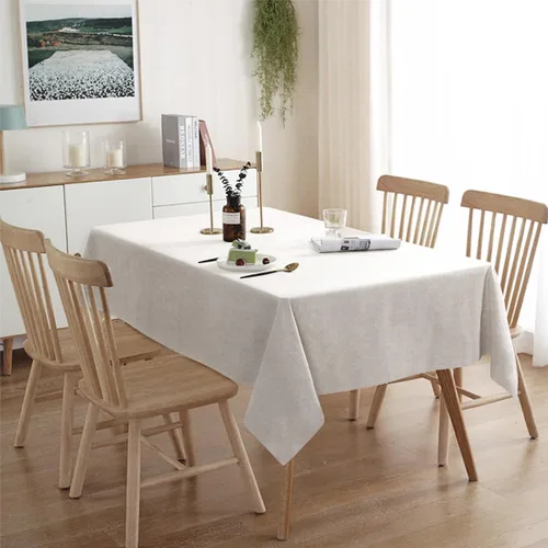 Miniatura 70 de Mantel para mesa rectangular de 55x71 pulgadas, de lino sintético, resistente a las arrugas e impermeable, color beige, para cocina, comedor