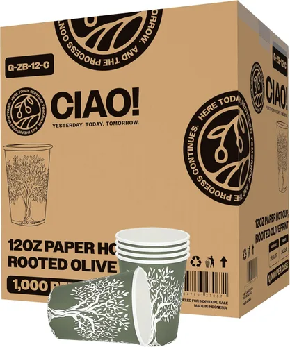 Miniatura 24 de CIAO! Vaso caliente de papel blanco de 20 onzas, desechable, 3.543 in de diámetro, 600