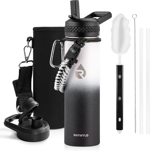 Miniatura 11 de RAYMYLO Botella de agua aislada de 24 onzas, de acero inoxidable con triple pared al vacío (fría durante 48 horas, caliente durante 24 horas), a