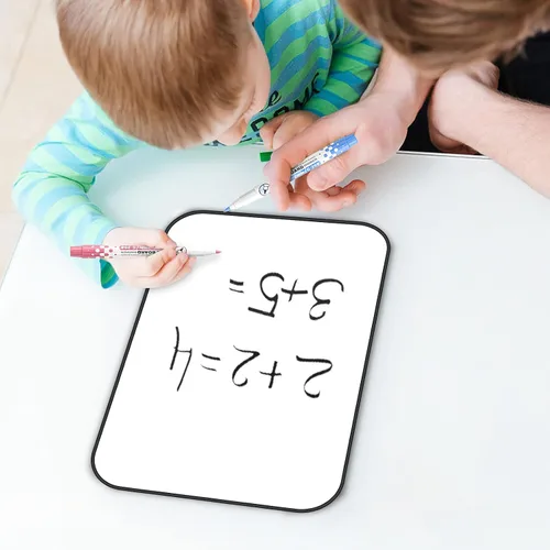 Miniatura 6 de Pizarra blanca pequeña de borrado en seco para niños y estudiantes, mini pizarra de escritura de mano de doble cara de 12 x 8 pulgadas Uso escolar