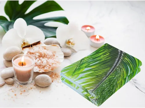 Miniatura 4 de Pfrewn Juego de 2 toallas de baño de mano de playa con hojas de árbol de palma, toallas de baño de 16 x 30 pulgadas, suaves y absorbentes, toallas