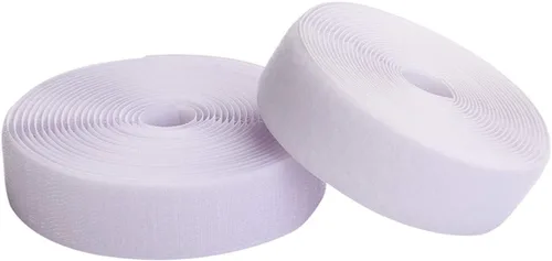 Miniatura 2 de Coser en gancho y bucle estilo 3/4 pulgadas tiras de nailon con respaldo no adhesivo sujetador de tela cinta entrelazante no adhesiva blanca, 12.6