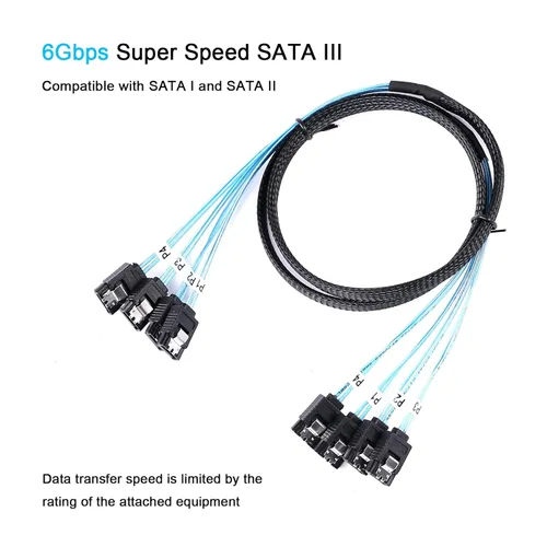 Miniatura 4 de ADCAUDX Cable SATA-III de 3.3 ft, 4 unidades/set-SATA-6Gbps HDD-SDD de cable de datos de repuesto para servidor Bitcoin Computadora SSD HDD CD DVD