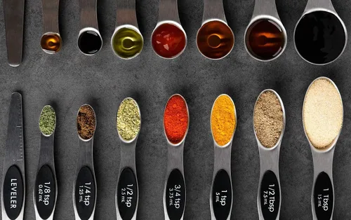 Miniatura 8 de Juego de 8 cucharas medidoras magnéticas apilables de acero inoxidable de doble cara y cucharadas para medir ingredientes secos y líquidos Negro-8