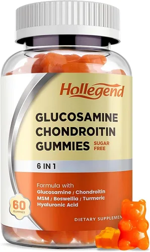 Gomitas de glucosamina condroitina sin azúcar, gomitas suplementos para adultos, hombres y mujeres, 60 unidades