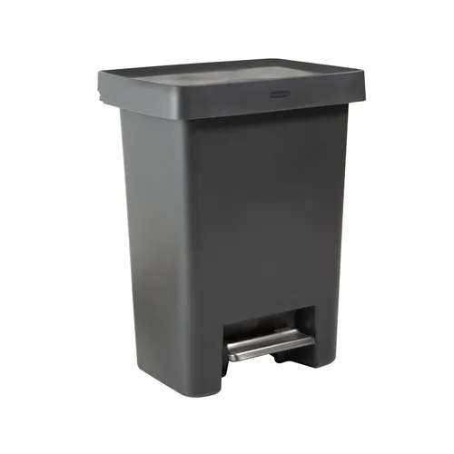 Miniatura 10 de Rubbermaid Premier - Bote de basura de alta capacidad con paso, 19 galones, para basura o reciclaje de flujo simple o doble, color carbón, borde