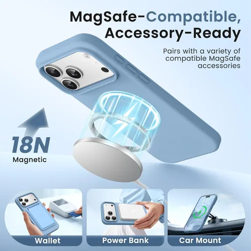 Miniatura 838 de GONEZ Funda de silicona para iPhone 15 Pro Max, compatible con Magsafe, protector de cámara + protector de pantalla, forro de microfibra suave