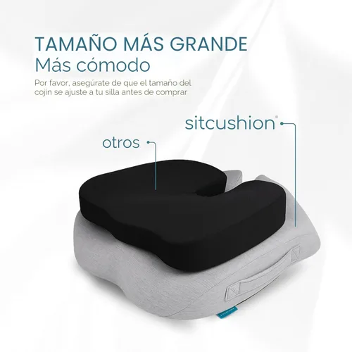 Miniatura 8 de Cojín extra grande para silla de oficina para aliviar el dolor de ciática, cojín de asiento de espuma viscoelástica para asiento de automóvil, Gris