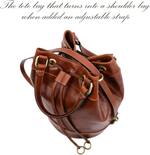 Miniatura 8 de Time Resistance Bolso cubo de cuero de grano completo de cuero real para mujer