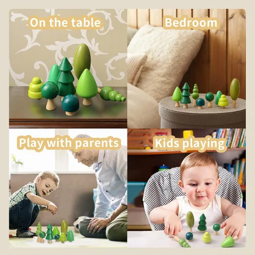 Miniatura 6 de Juego de 8 árboles de madera en miniatura de varios tamaños, árboles de madera natural, mini árboles para decoración del hogar y manualidades