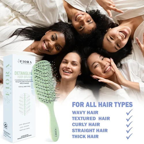 Miniatura 5 de Fiora Naturals - Cepillo desenredante 100% ecológico con cerdas ultrasuaves que se deslizan a través de los enredos con facilidad, para cabello Verde