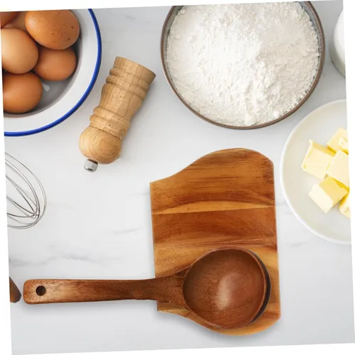 Miniatura 8 de MAGICLULU Soporte de cuchara de madera para cocina, soporte para cuchara, plato de cuchara, bandeja para cucharas, soporte para espátula, soporte