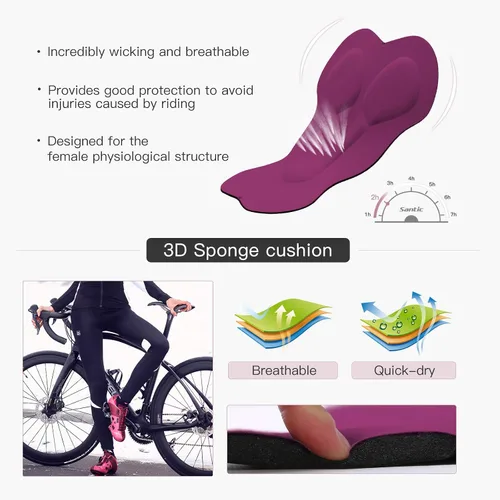 Miniatura 4 de Santic Winter Women's Cycling Pants 4D Padded Windproof Fleece Lined Bicycle Leggings