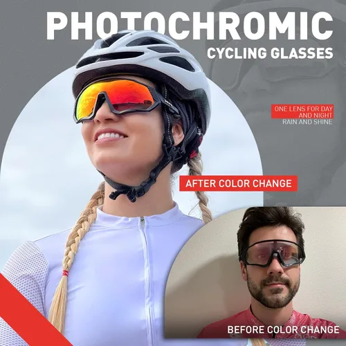 Miniatura 2 de KAPVOE Gafas de ciclismo fotocromáticas para hombres y mujeres, gafas de sol para bicicleta de montaña MTB, para bicicleta de montaña Clear - K9408