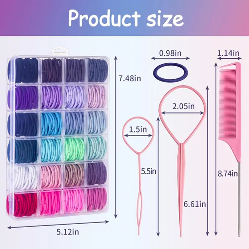 Miniatura 2 de 200 piezas de gomas elásticas para el cabello, sin pliegues, pequeños sujetadores de cola de caballo para niños, niñas, bebés y niños pequeños
