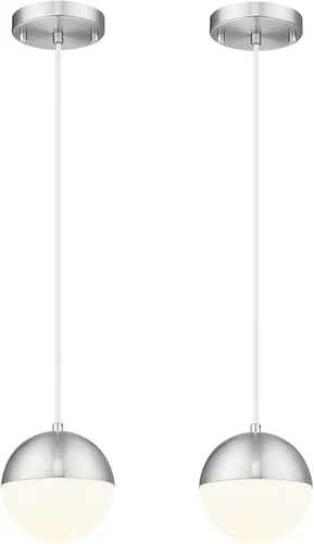 Miniatura 28 de LMS Luces colgantes negras de 8 pulgadas para isla de cocina, lámpara colgante moderna de globo con vidrio esmerilado, lámpara colgante Negro