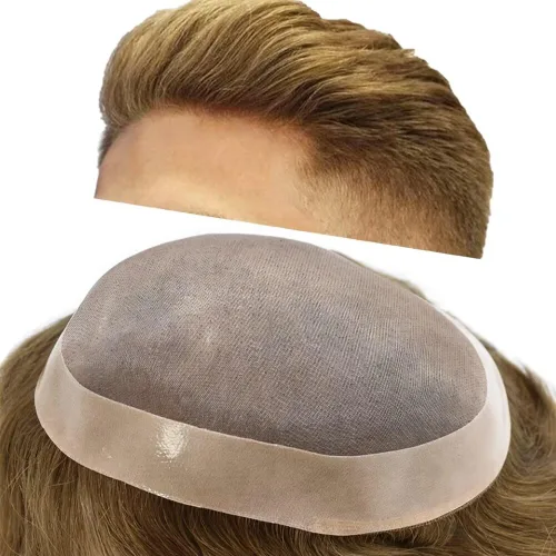 Miniatura 57 de Toupee - Sistema de reemplazo de cabello humano para hombre, encaje mono fino, duradero, línea capilar natural para hombre, pieza de cabello NPU
