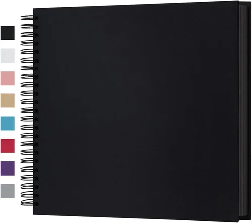 Miniatura 16 de potricher Álbum de scrapbook DIY de 10 x 10 pulgadas, 80 páginas de papel kraft grueso negro en blanco, libro de recuerdos para bodas y aniversarios
