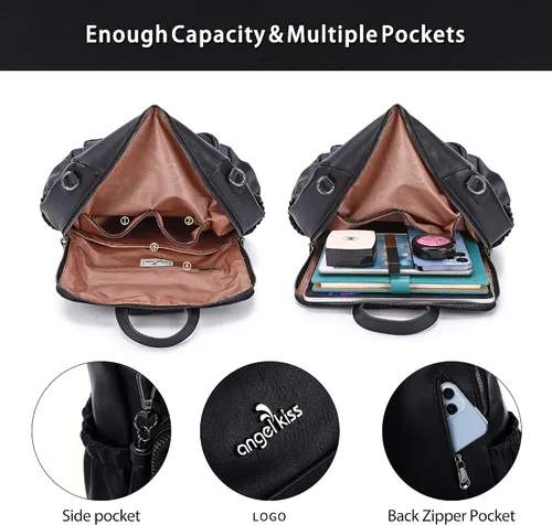 Miniatura 56 de Bolsos mochila monedero de piel sintética para mujer, bolsas con zíper, mochilas de hombro casuales