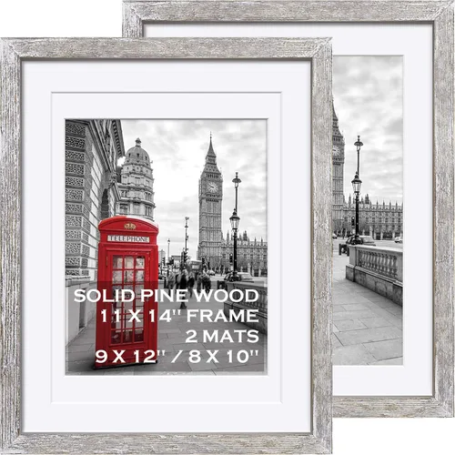 Miniatura 11 de Portarretratos de madera maciza negra de 11 x 14 pulgadas, enmarañado para mostrar fotos de 9 x 12 o 8 x 10 o 11 x 14 pulgadas, sin paspartú, marco