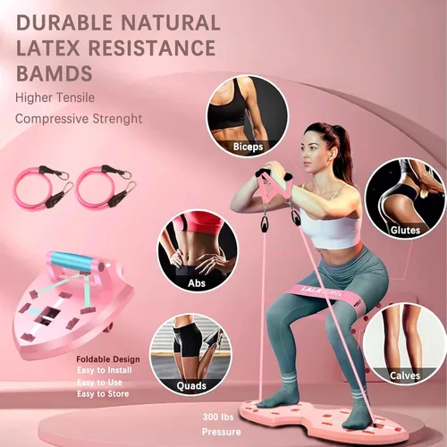 Miniatura 3 de LALAHIGH Push Up Board,36 in 1 Home Gym Equipment with Ab Roller Wheel & Resistance Bands, Portable Foldable Workout Board for Full Body Strength