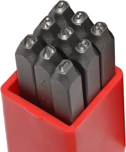 Miniatura 27 de Juego de 27 sellos de acero resistente con letras mayúsculas de 3/64" 1mm, kit de punzones de alfabeto para estampado a mano de caracteres, código