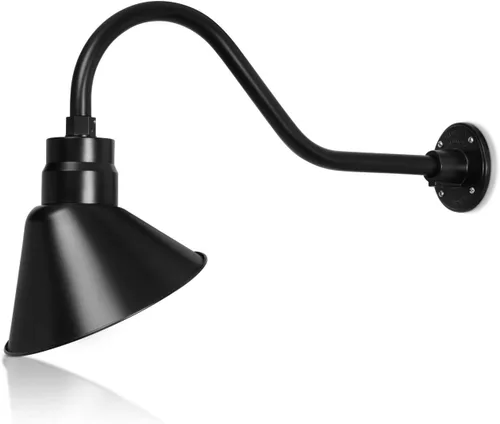Miniatura 43 de Lámpara de señal de cuello de cisne con pantalla angular negra satinada de 10 pulgadas con brazo de extensión largo de 22 pulgadas, aplique de pared