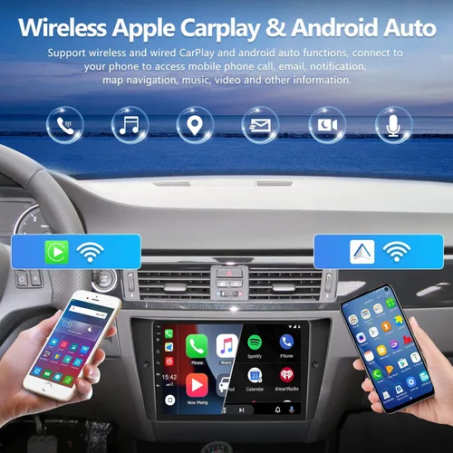 Miniatura 3 de 2G+64G CarPlay Android Auto Android 13 Estéreo de coche para BMW E90 E91 E92 E93 3 Series 2005-2011, 9 "Pantalla táctil Radio de coche con cámara