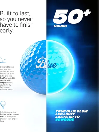 Miniatura 10 de Blue Balls Pelotas de golf con luz LED de alta calidad, brillan en la oscuridad, golf nocturno, regalo divertido, despedida de soltero