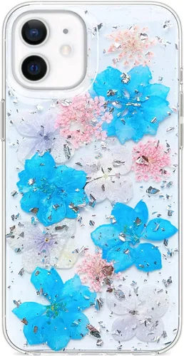 Miniatura 35 de Abbery - Funda diseñada para iPhone 12/12 Pro con purpurina, transparente y linda con diseño de mariposa, correa para la muñeca, brillante