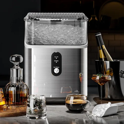 Miniatura 2 de Máquinas de hielo Nugget de sobremesa, máquina de hielo portátil con hielo triturado, 35 libras/día, autolimpieza, operación con un clic para uso
