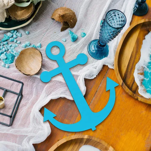 Miniatura 7 de Anglechic 12 paquetes de 30 centímetros de rebanadas de madera sin acabar con forma de ancla en blanco para manualidades, adornos